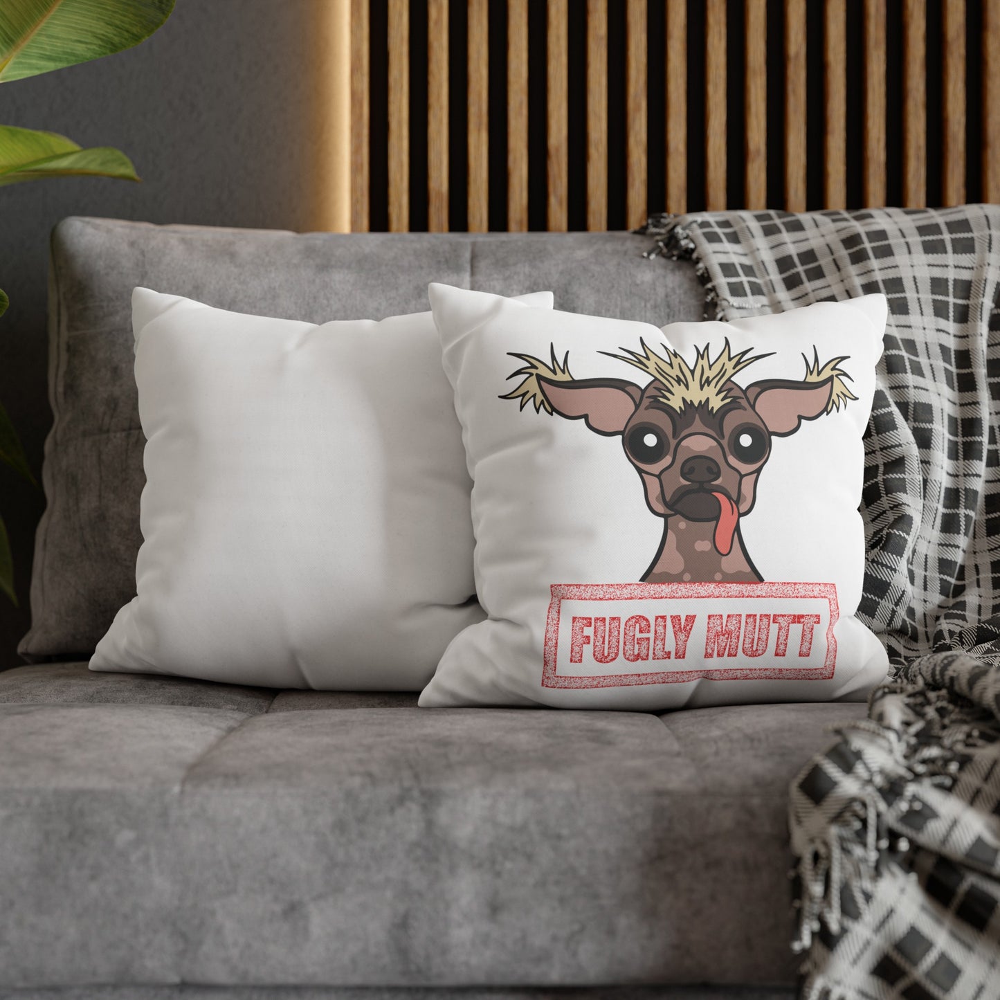 Fulgy Mutt (Stamp) - Square Poly Canvas Pillowcase