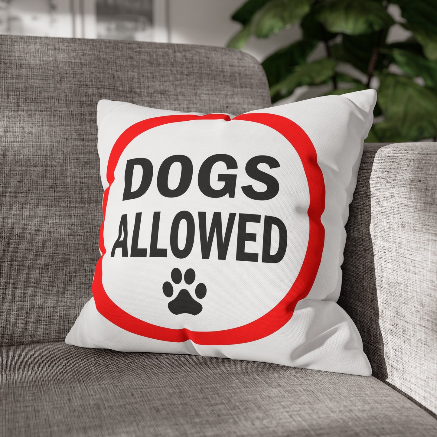 Dogs Allowed - Square Poly Canvas Pillowcase