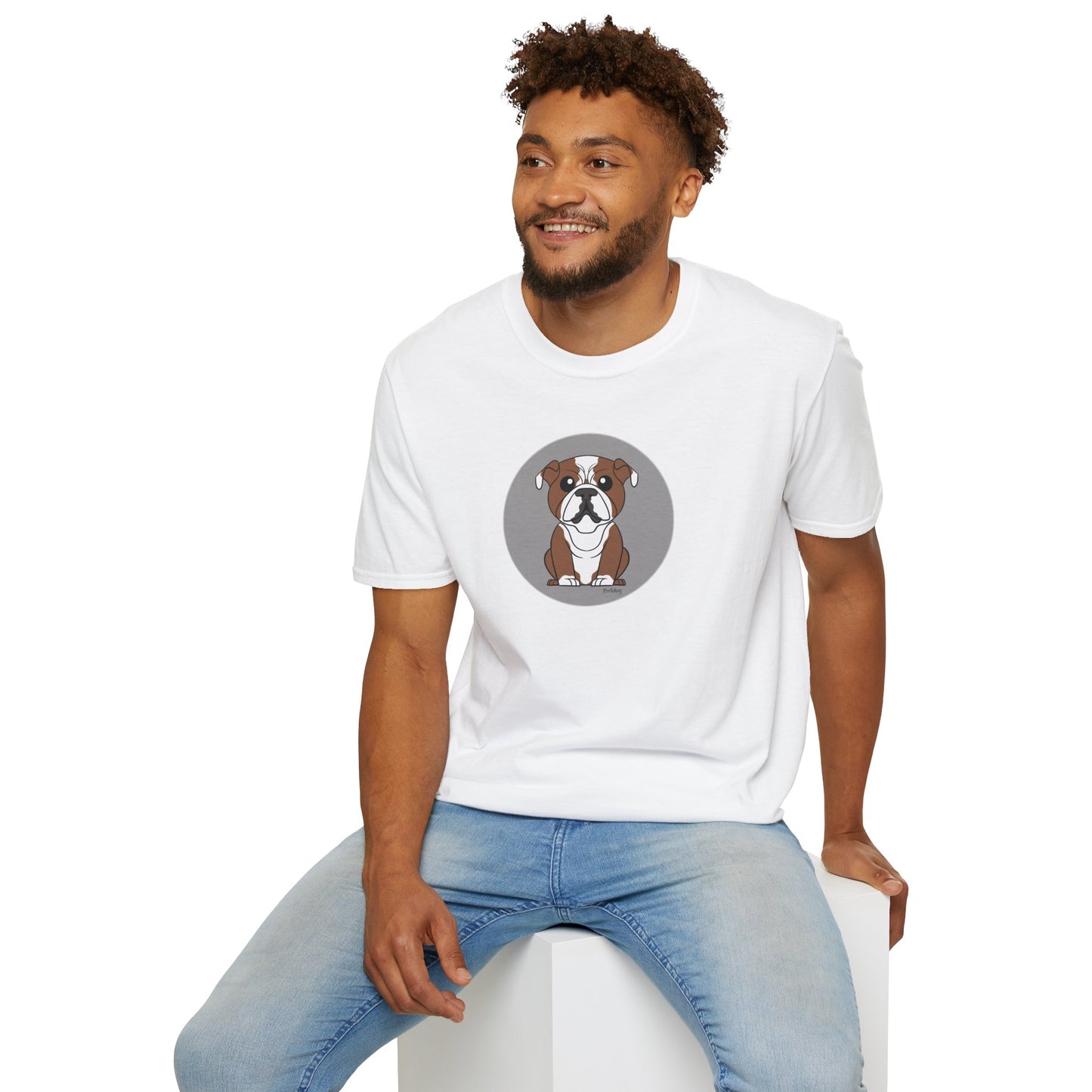 Bulldog (Grey) - Unisex Softstyle T-Shirt