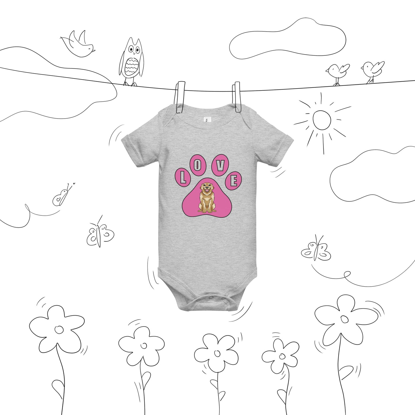 Golden Retriever-Love-Baby short sleeve one piece