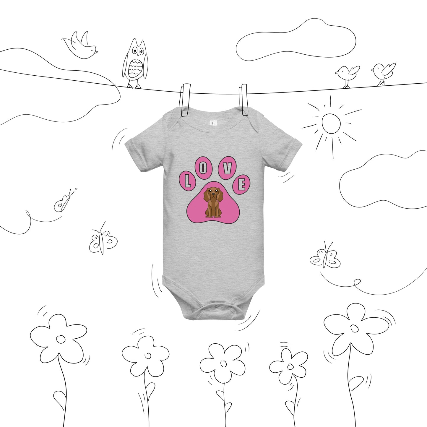 Cocker Spaniel-Love-Baby short sleeve one piece