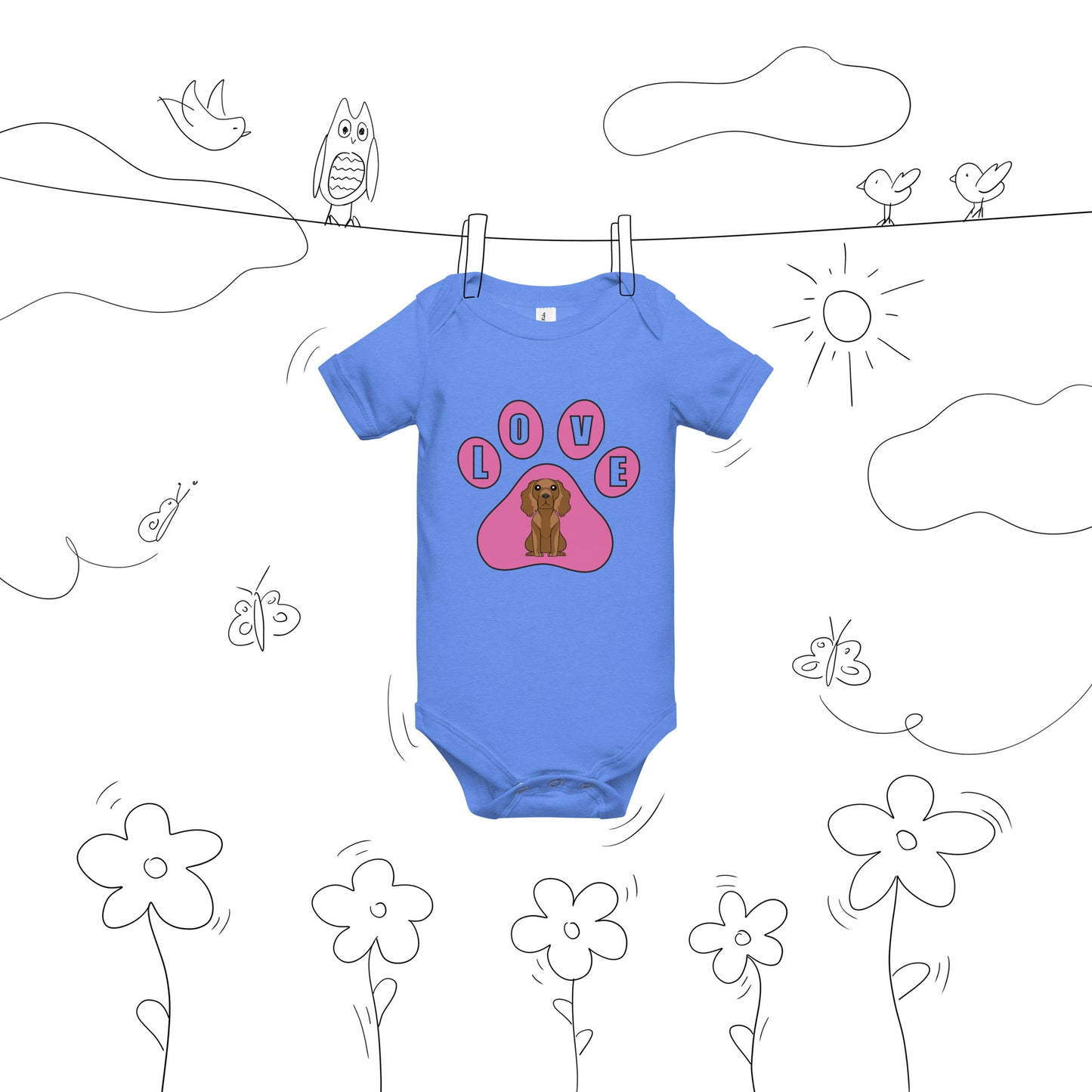 Cocker Spaniel-Love-Baby short sleeve one piece