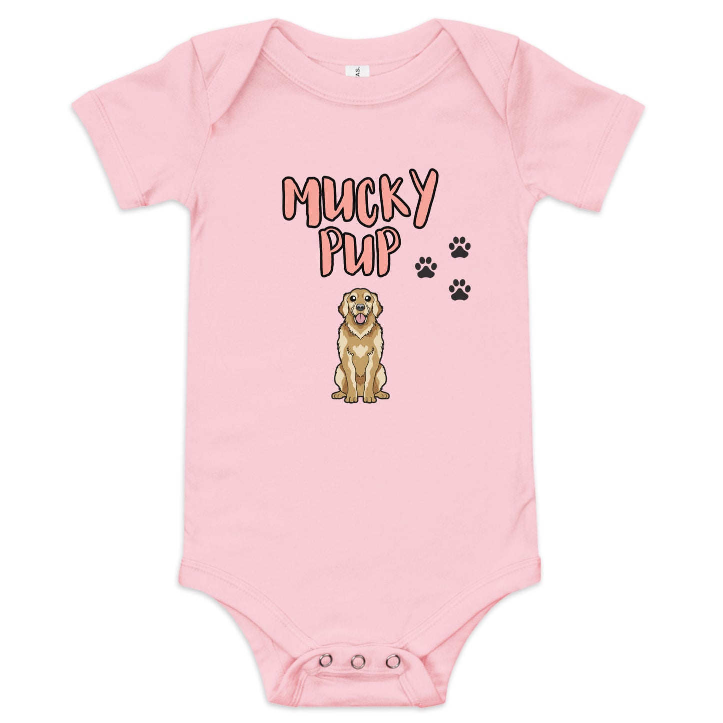 Golden Retriever-Mucky Pup-Baby short sleeve one piece
