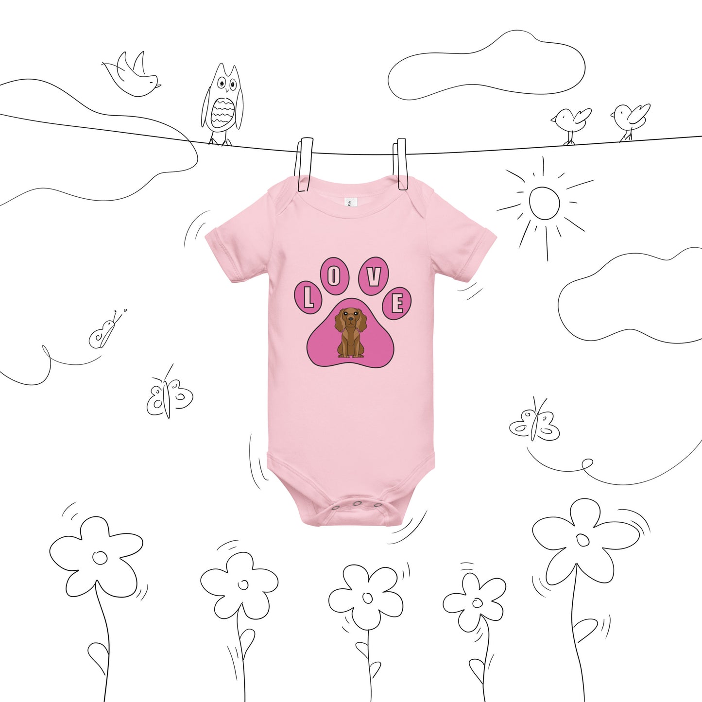 Cocker Spaniel-Love-Baby short sleeve one piece