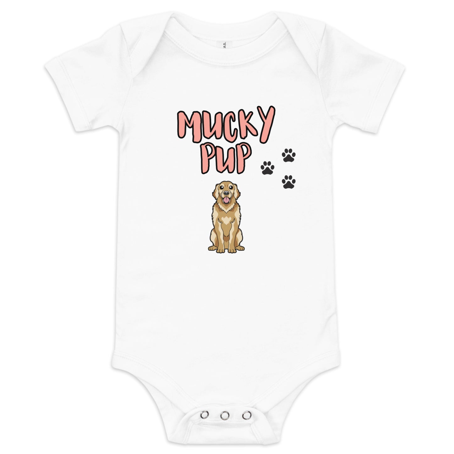 Golden Retriever-Mucky Pup-Baby short sleeve one piece