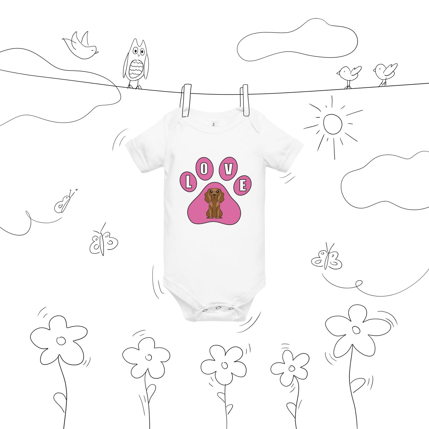 Cocker Spaniel-Love-Baby short sleeve one piece