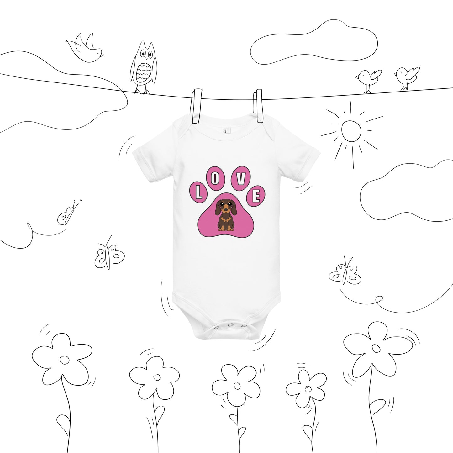 Dachshund-Love-Baby short sleeve one piece