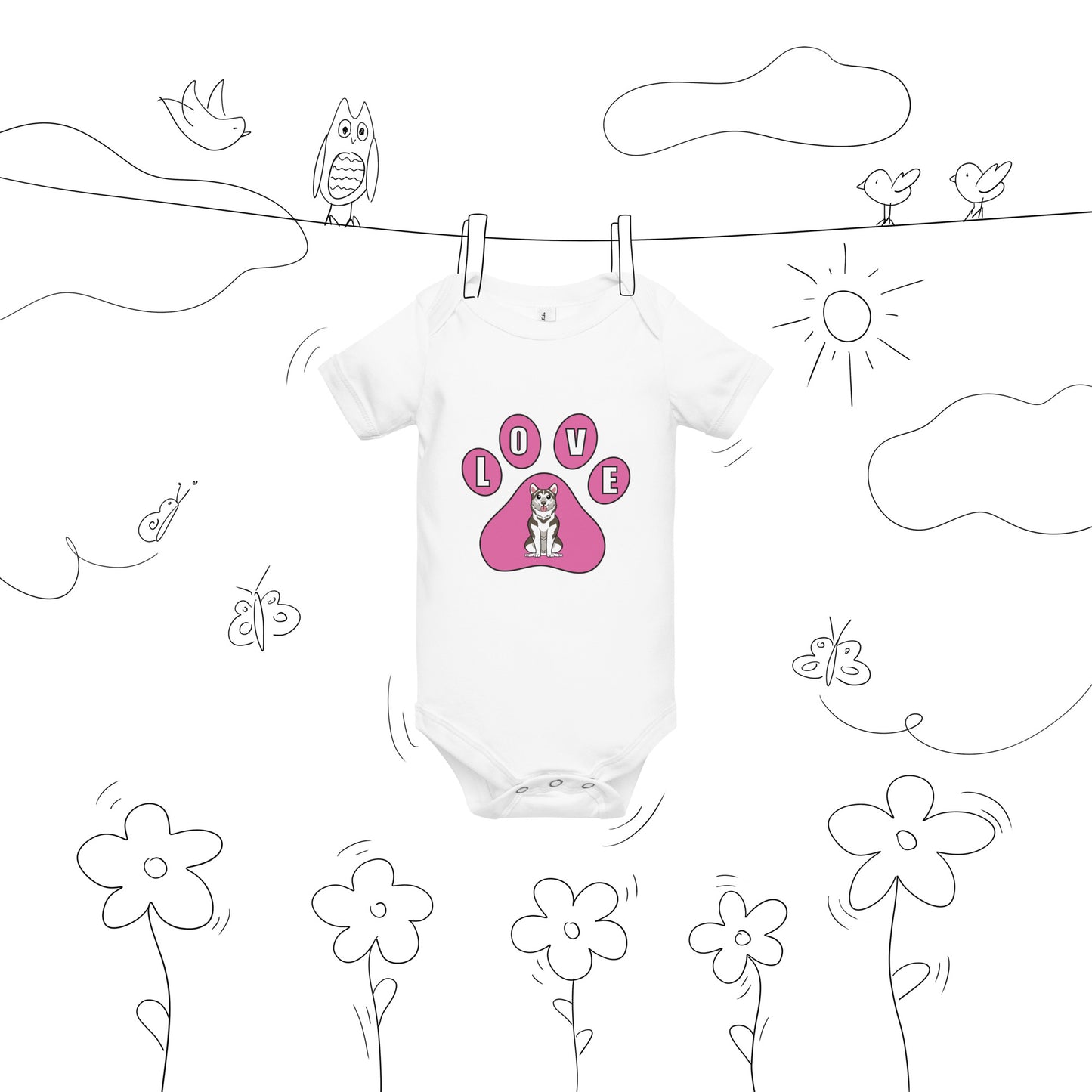 Husky-Love-Baby short sleeve one piece