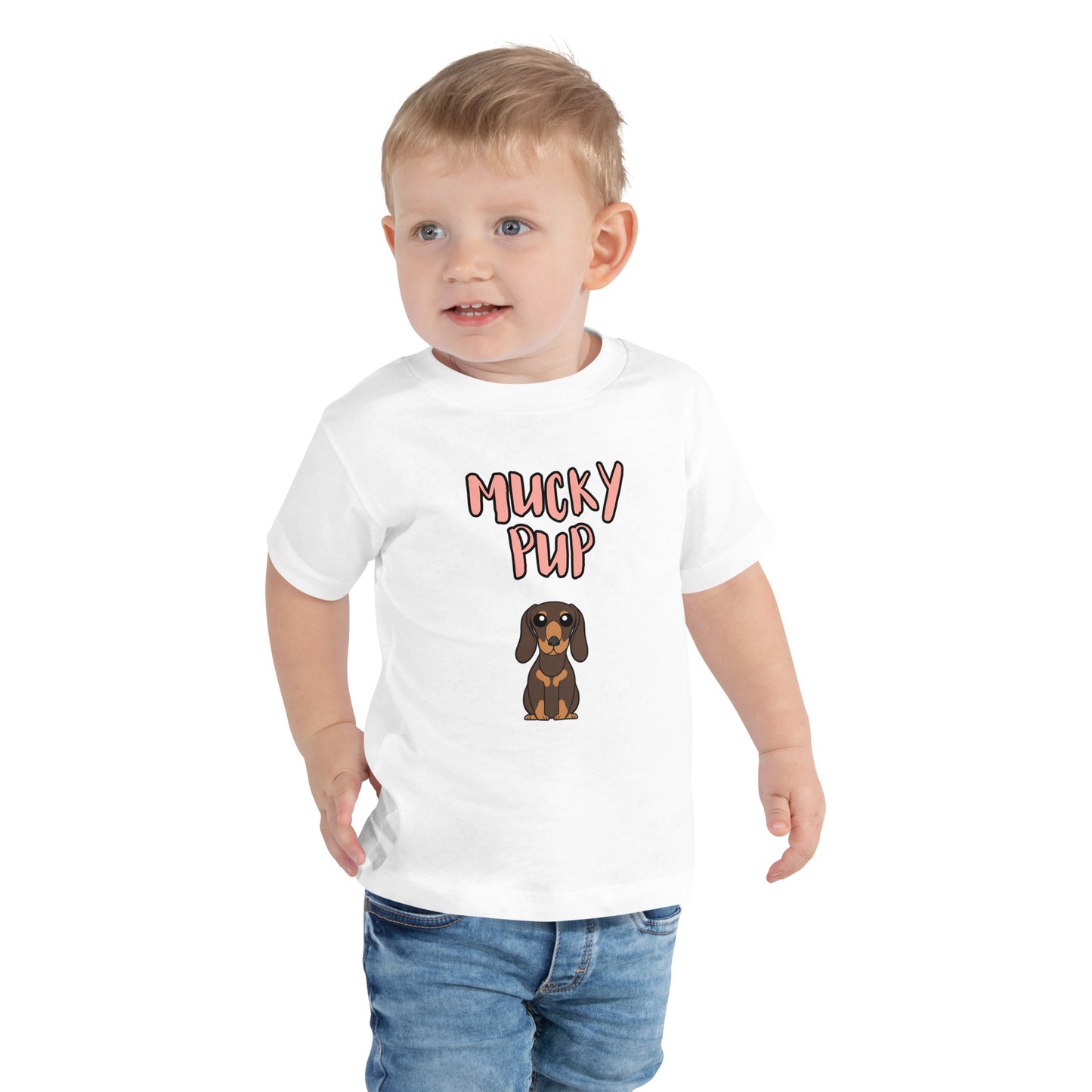 Dachshund-Mucky Pup-Toddler Short Sleeve Tee