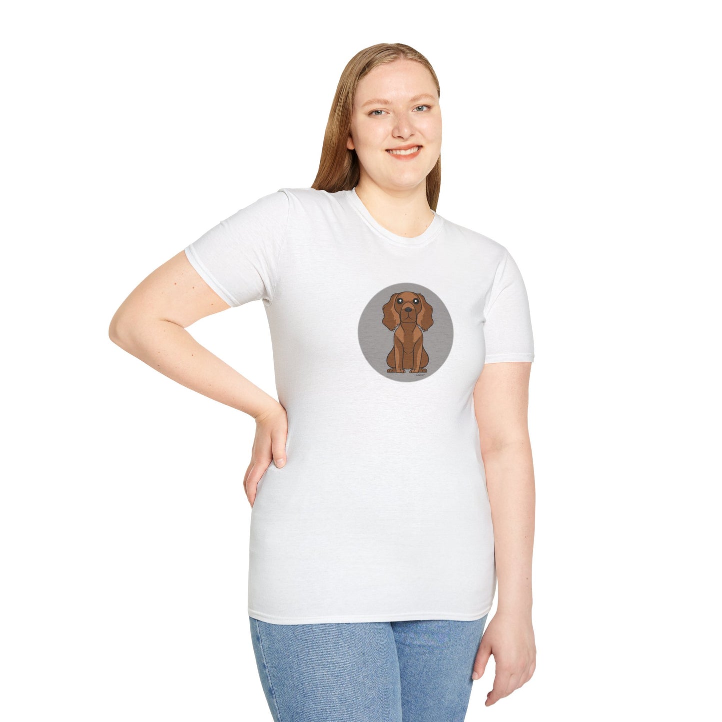 Cocker Spaniel (Grey) - Unisex Softstyle T-Shirt