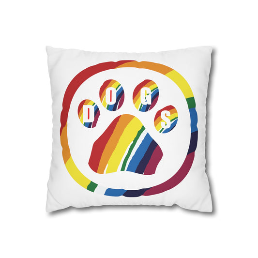 I Love Dogs (Rainbow) - Square Poly Canvas Pillowcase