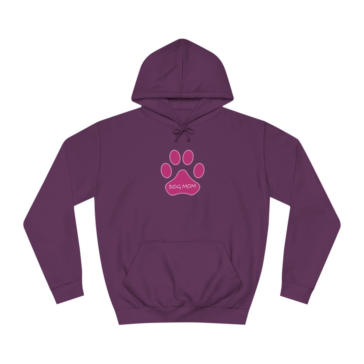 Dog Mom - Pink Paw - Womens College Hoodie