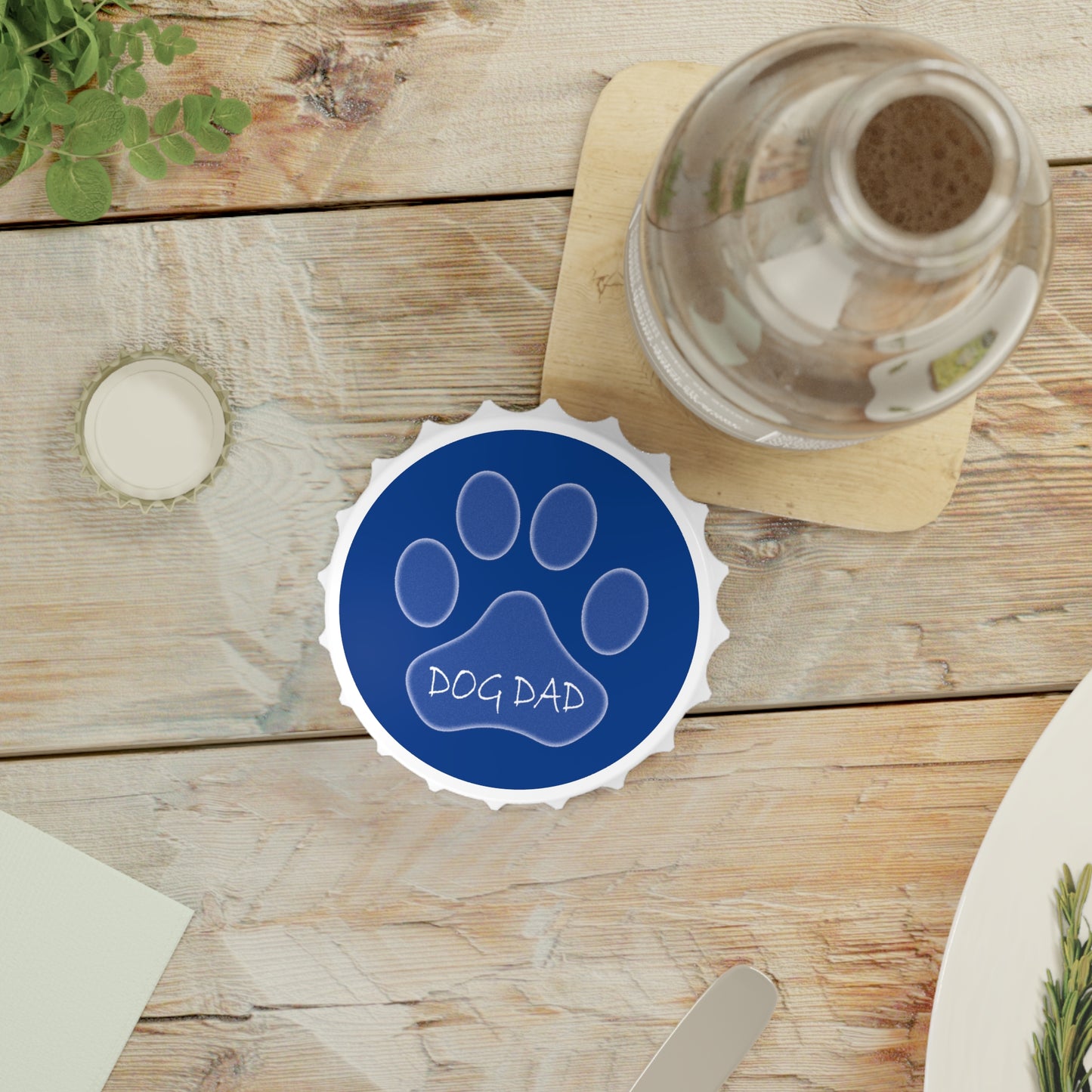 Dog Dad (Blue)  - Fridge Magnet & Bottle Opener