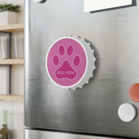 Dog Mom (Pink) - Fridge Magnet & Bottle Opener