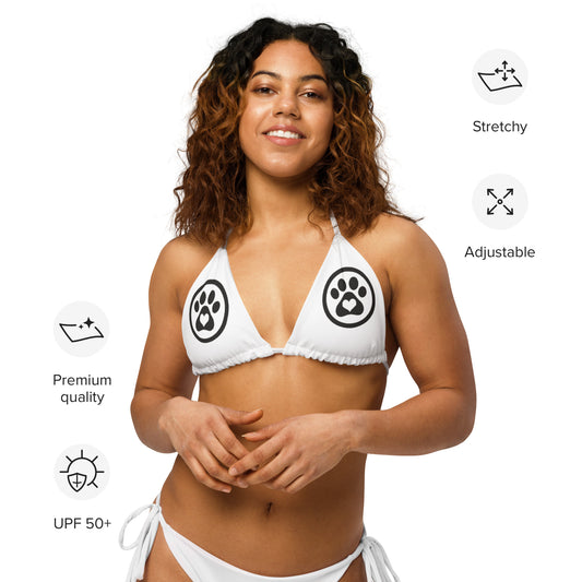 I Love Dogs Paw Print recycled string bikini top