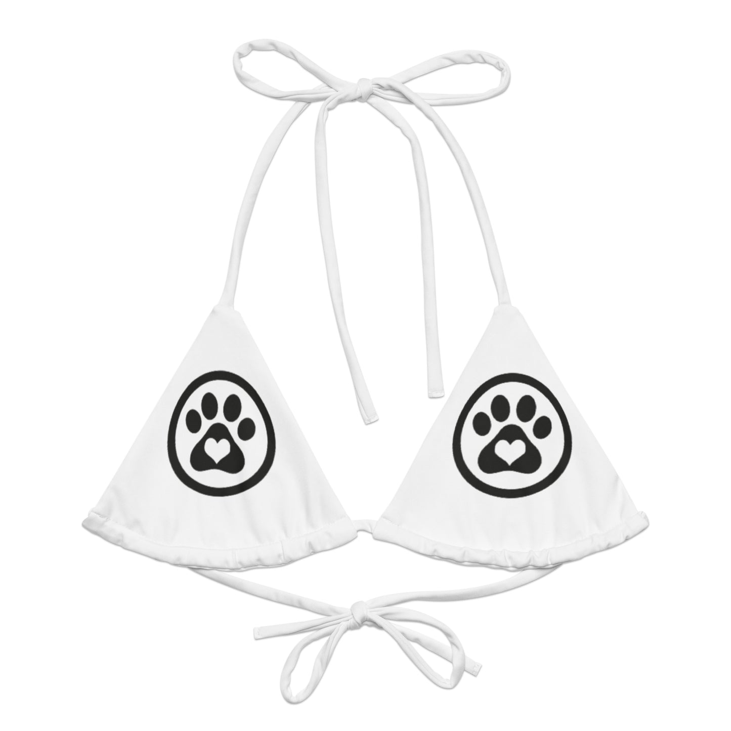 I Love Dogs Paw Print recycled string bikini top