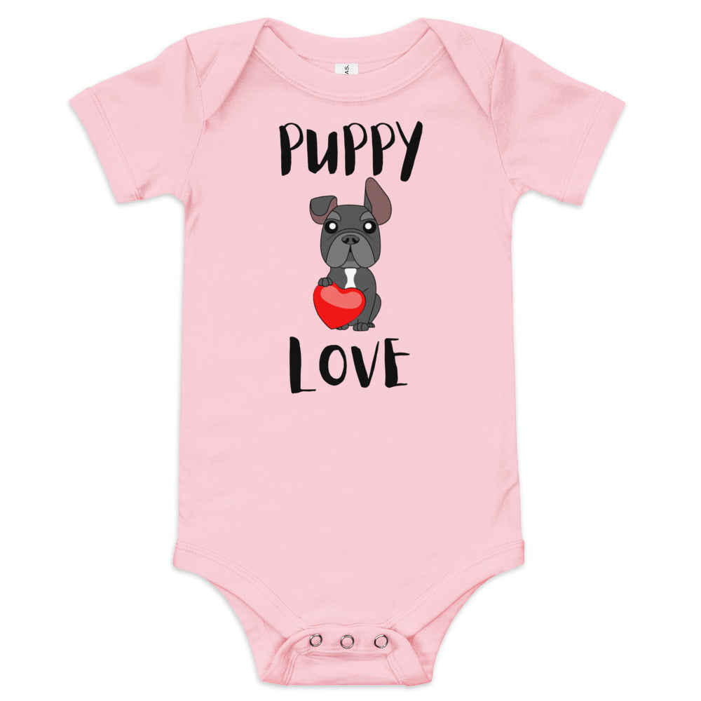 Frenchie 'Puppy Love' Baby short sleeve one piece