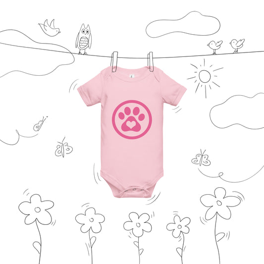 Pink-Paw-Heart-Baby short sleeve one piece