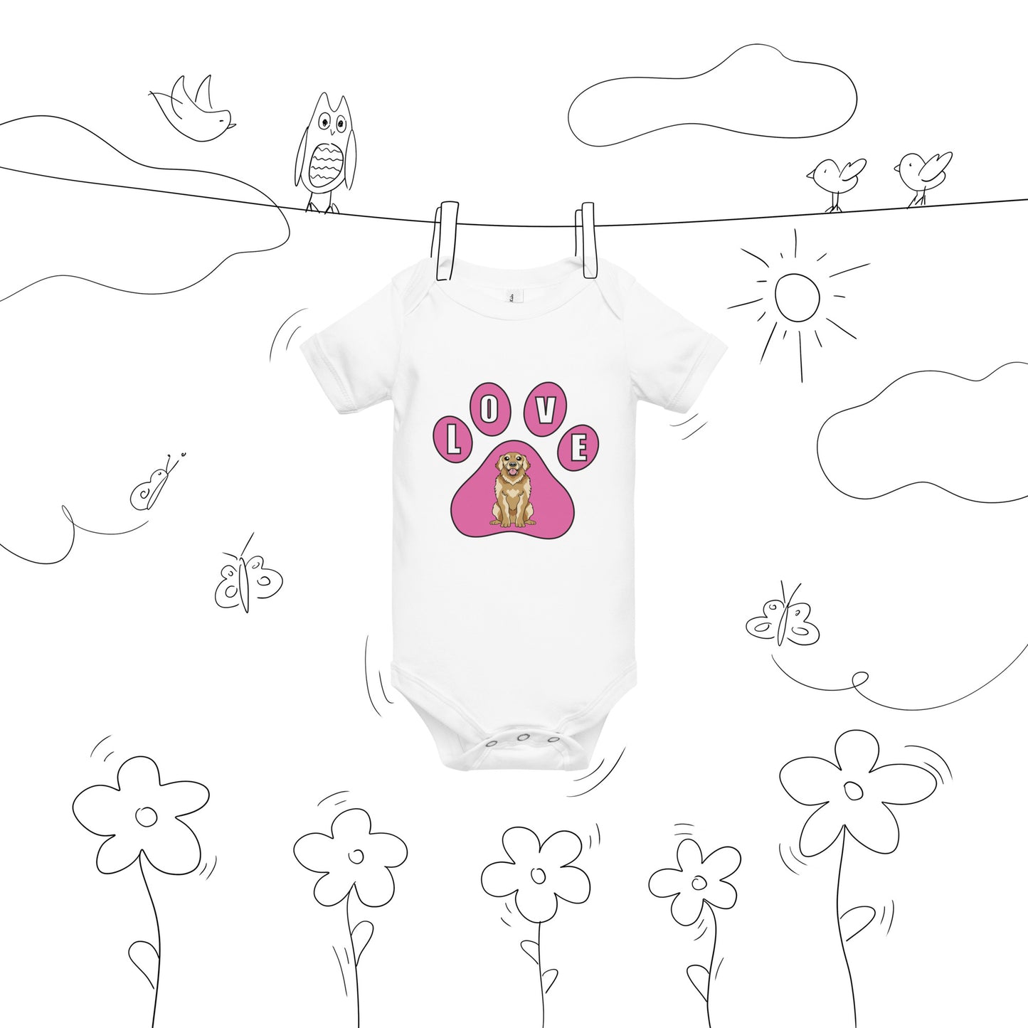 GoldenRetriever-Love-Baby short sleeve one piece