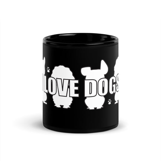 I Love Dogs Black Glossy Mug