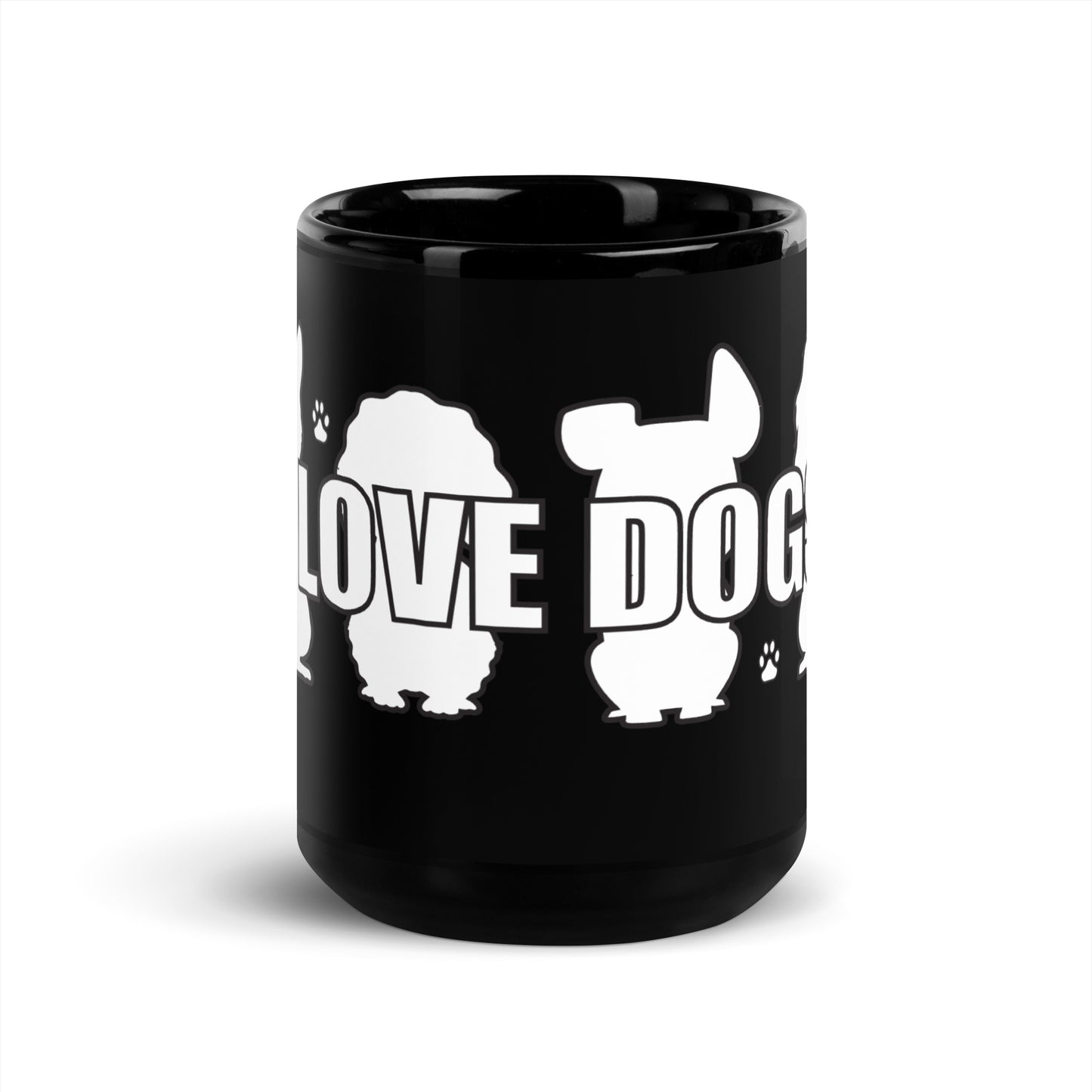 I Love Dogs Black Glossy Mug