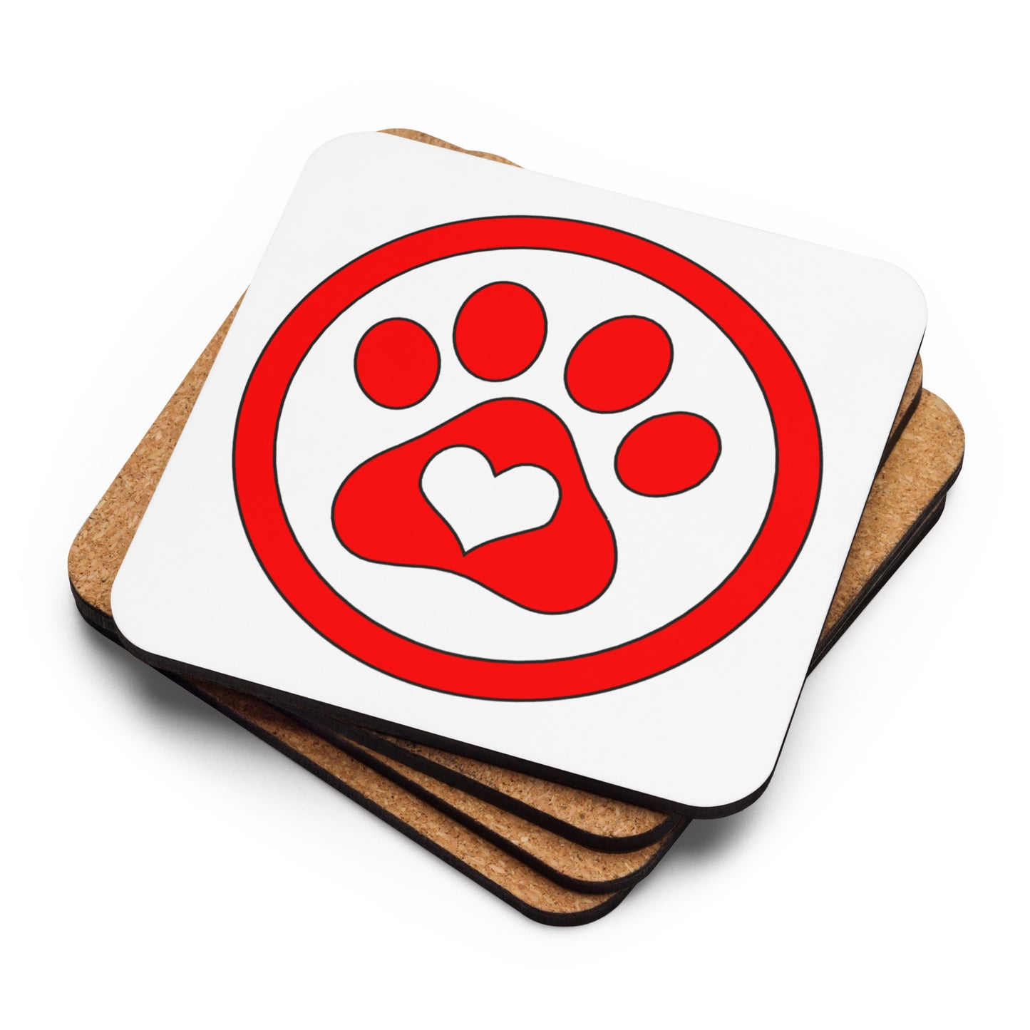 I Love Dogs (Red) Cork-back coaster