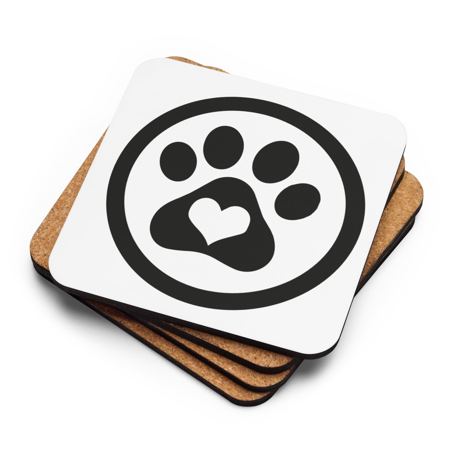 I Love Dogs (Black) Cork-back coaster