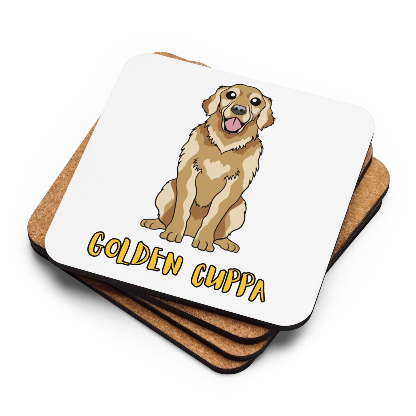 Golden Cuppa - Cork-back coaster