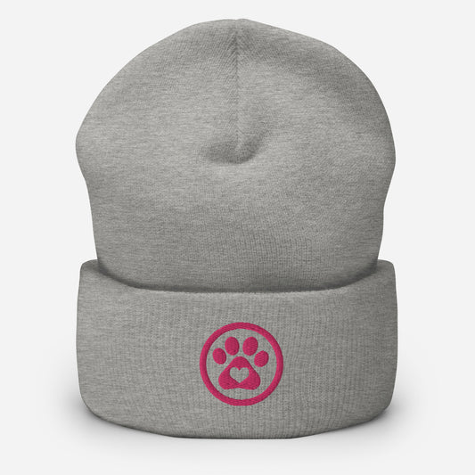 Pink Paw Cuffed Beanie