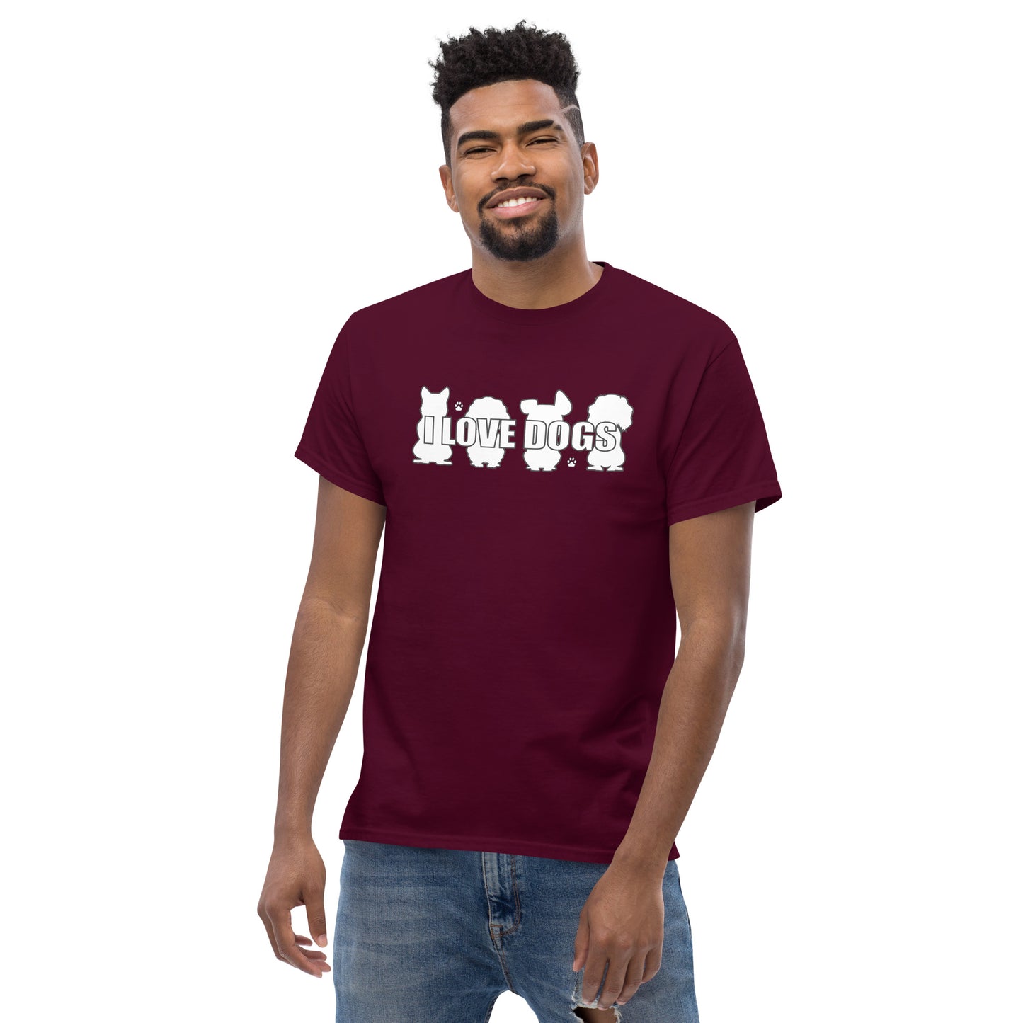 I Love Dogs Silhouette Men's classic tee