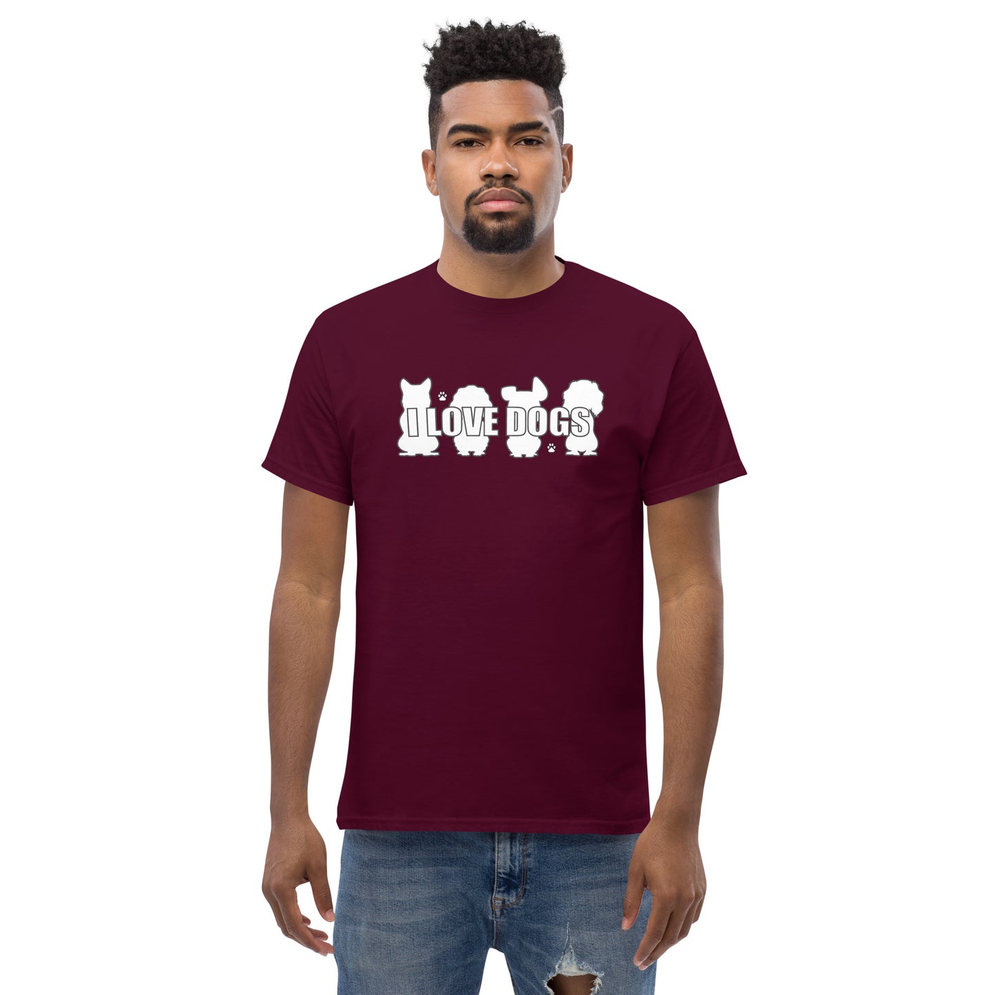 I Love Dogs Silhouette Men's classic tee