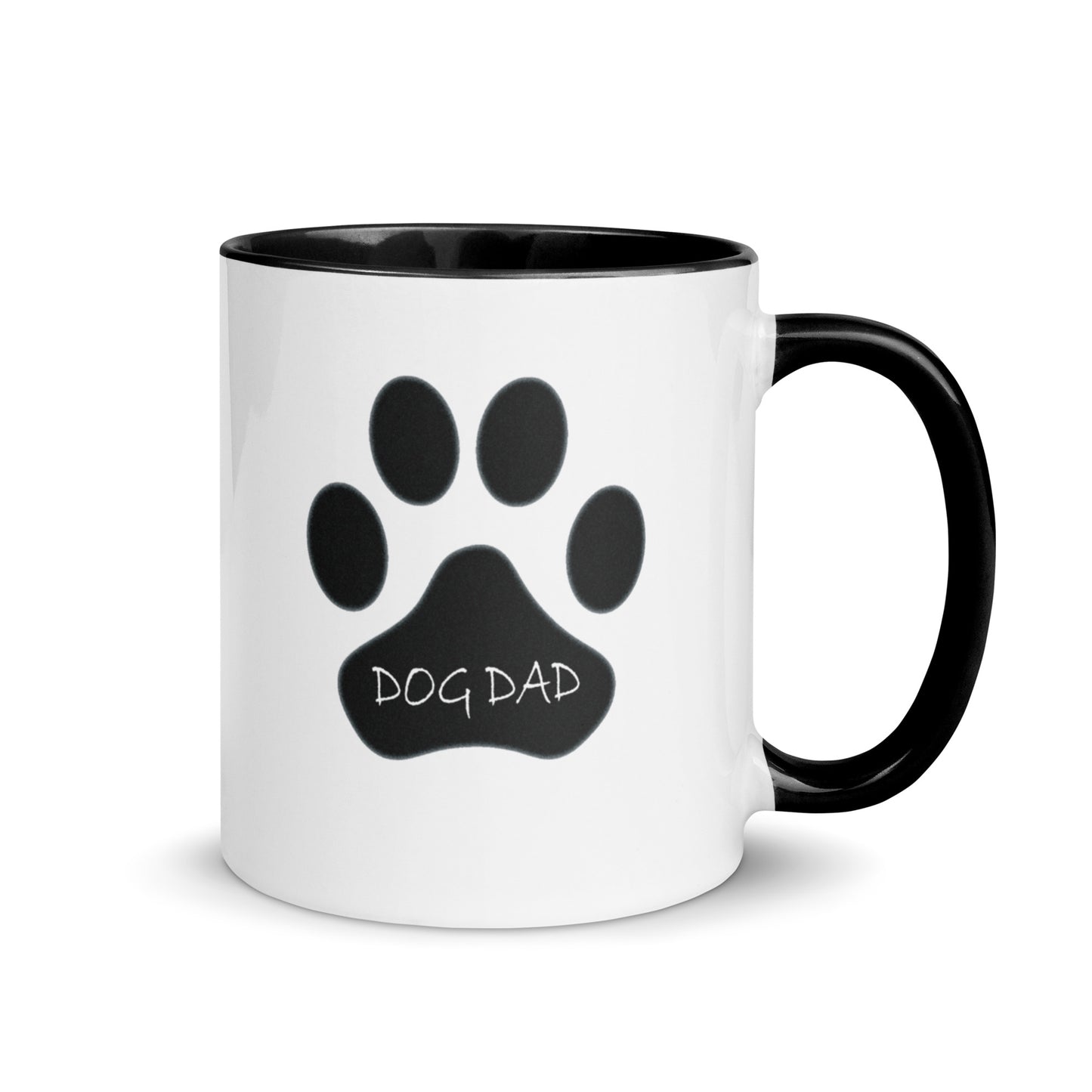 Dog Dad Paw - Black - Mug with Color Inside