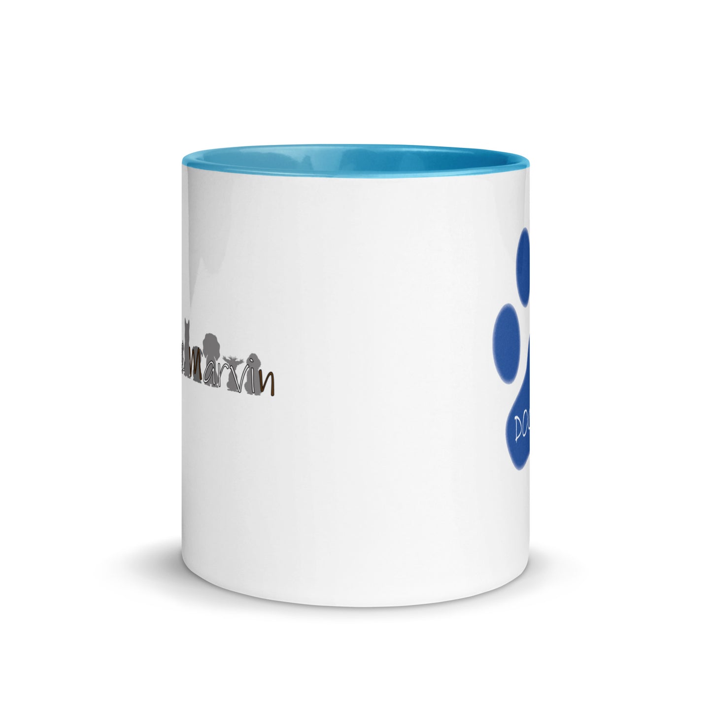 Dog Dad Paw - Blue - Mug with Color Inside