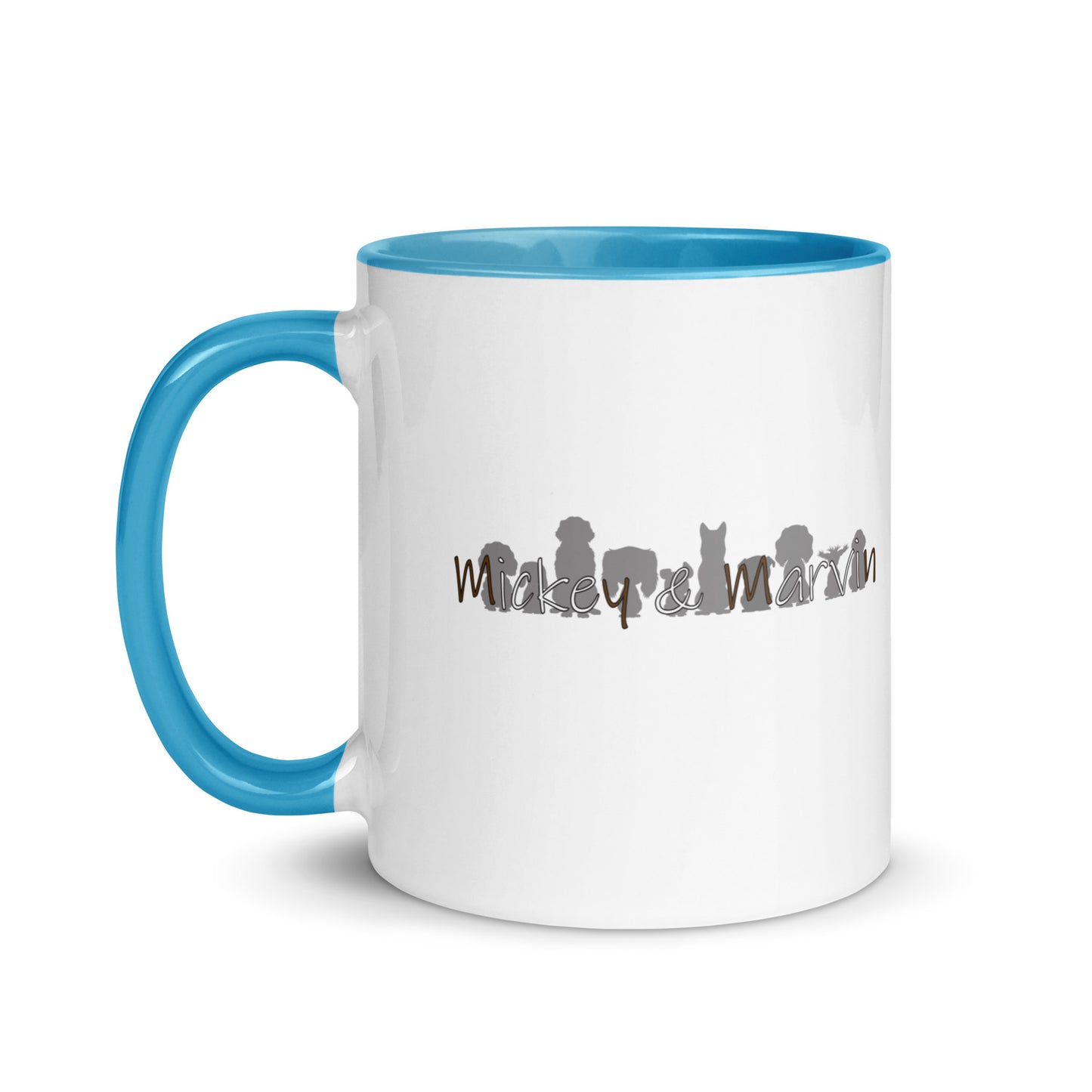 Dog Dad Paw - Blue - Mug with Color Inside