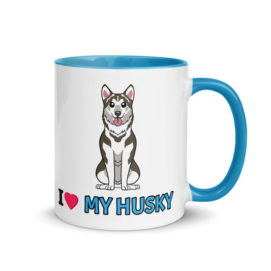 I love My Husky Mug with Color Inside