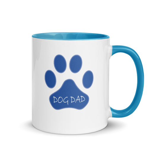 Dog Dad Paw - Blue - Mug with Color Inside