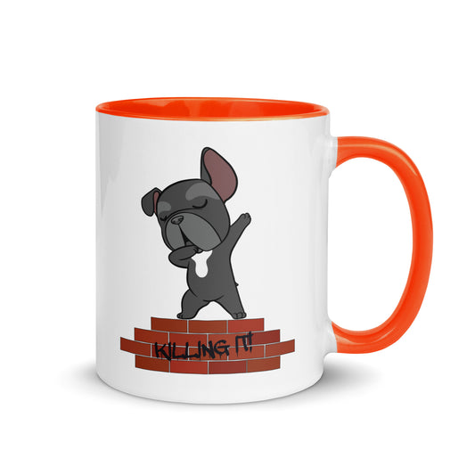 Frenchie 'Killing It' Mug with Color Inside