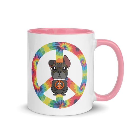 Frenchie Peace Mug with Color Inside