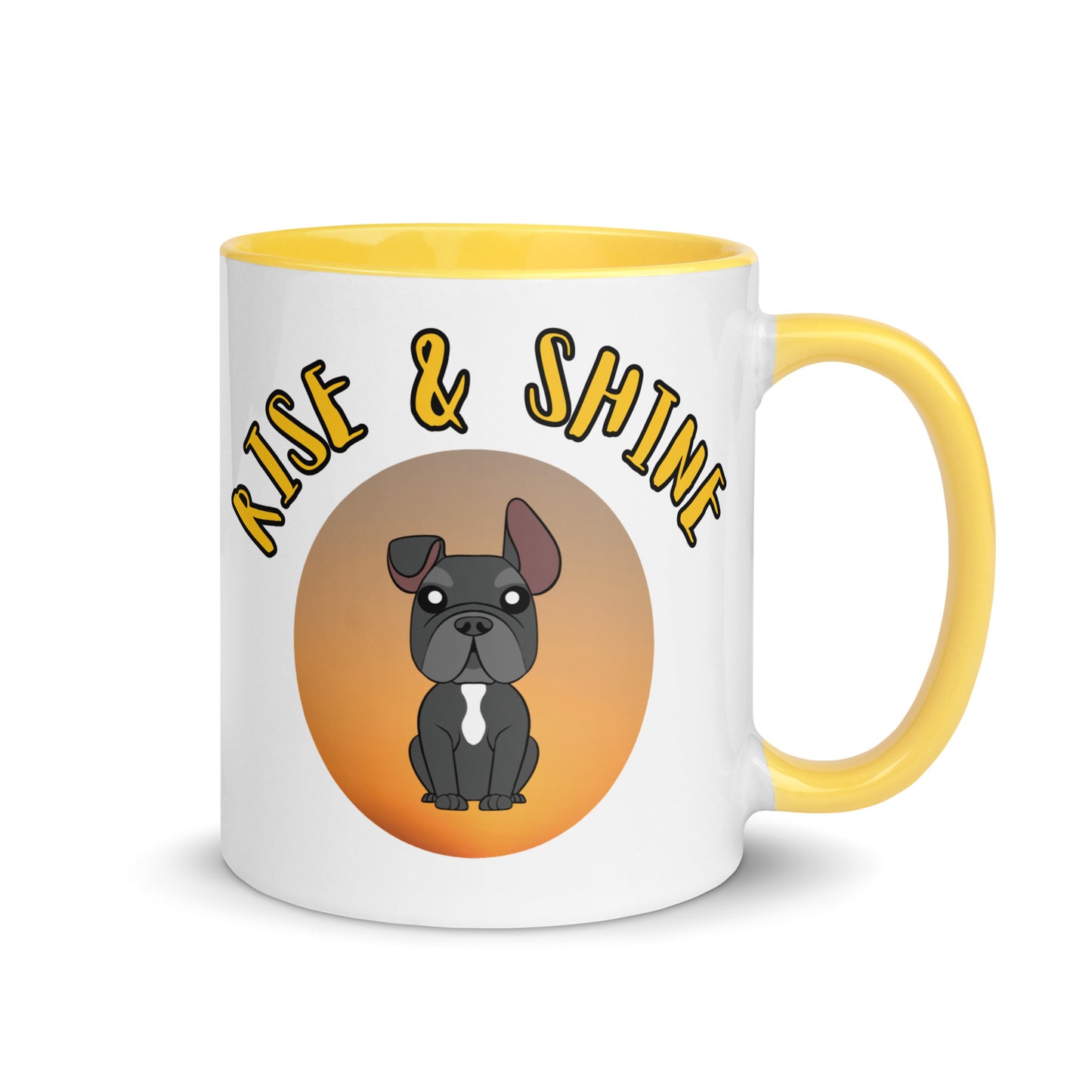 Frenchie 'Rise & Shine' Mug with Color Inside