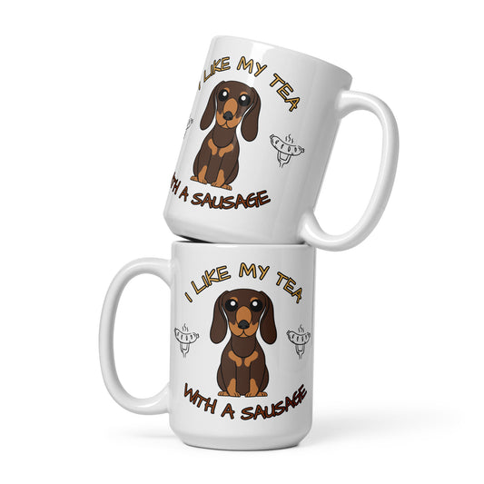 Tea with sausage - White glossy mug