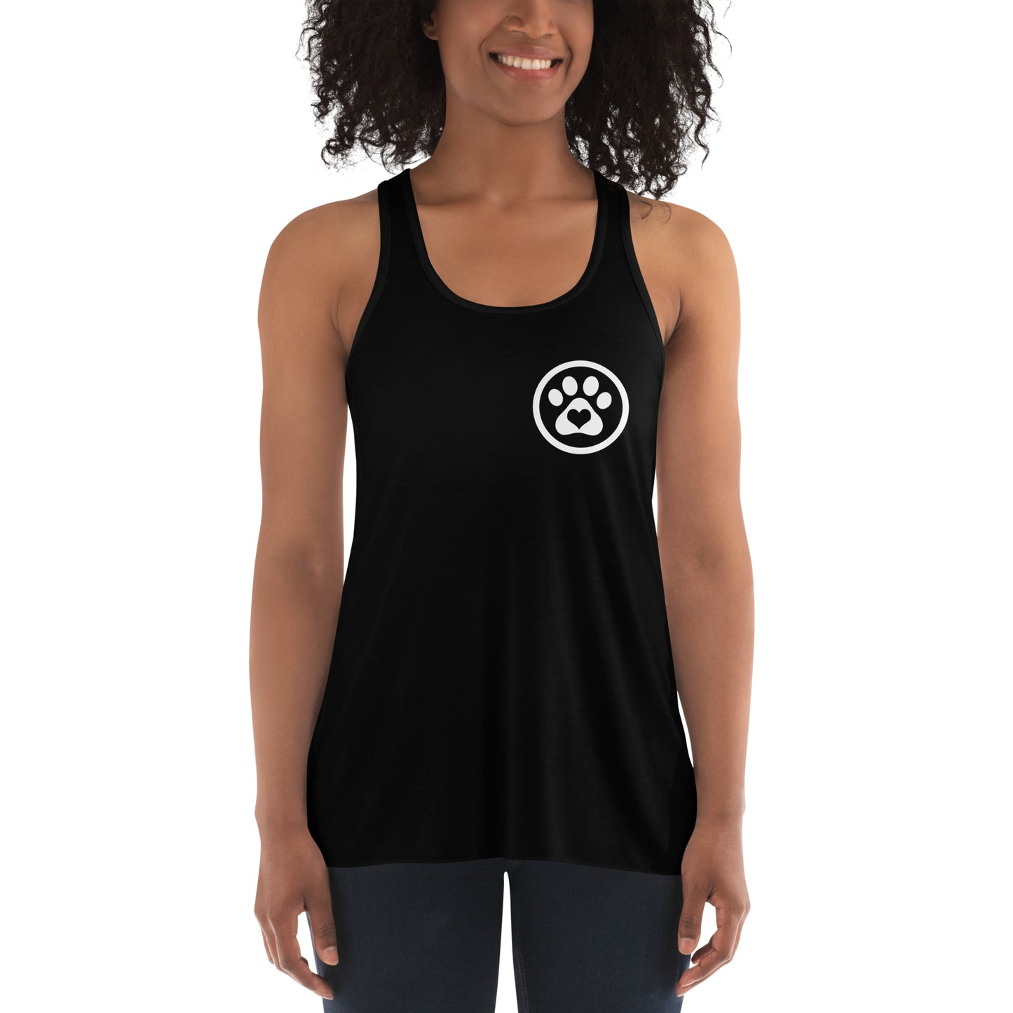 I love Dogs Paw Print Women's Flowy Racerback Tank