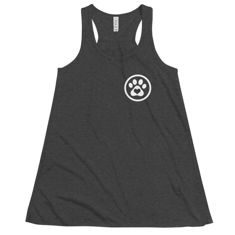 I love Dogs Paw Print Women's Flowy Racerback Tank