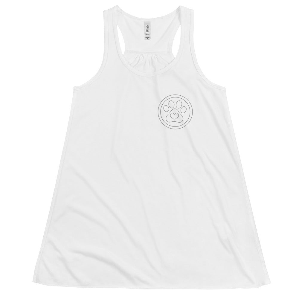 I love Dogs Paw Print Women's Flowy Racerback Tank