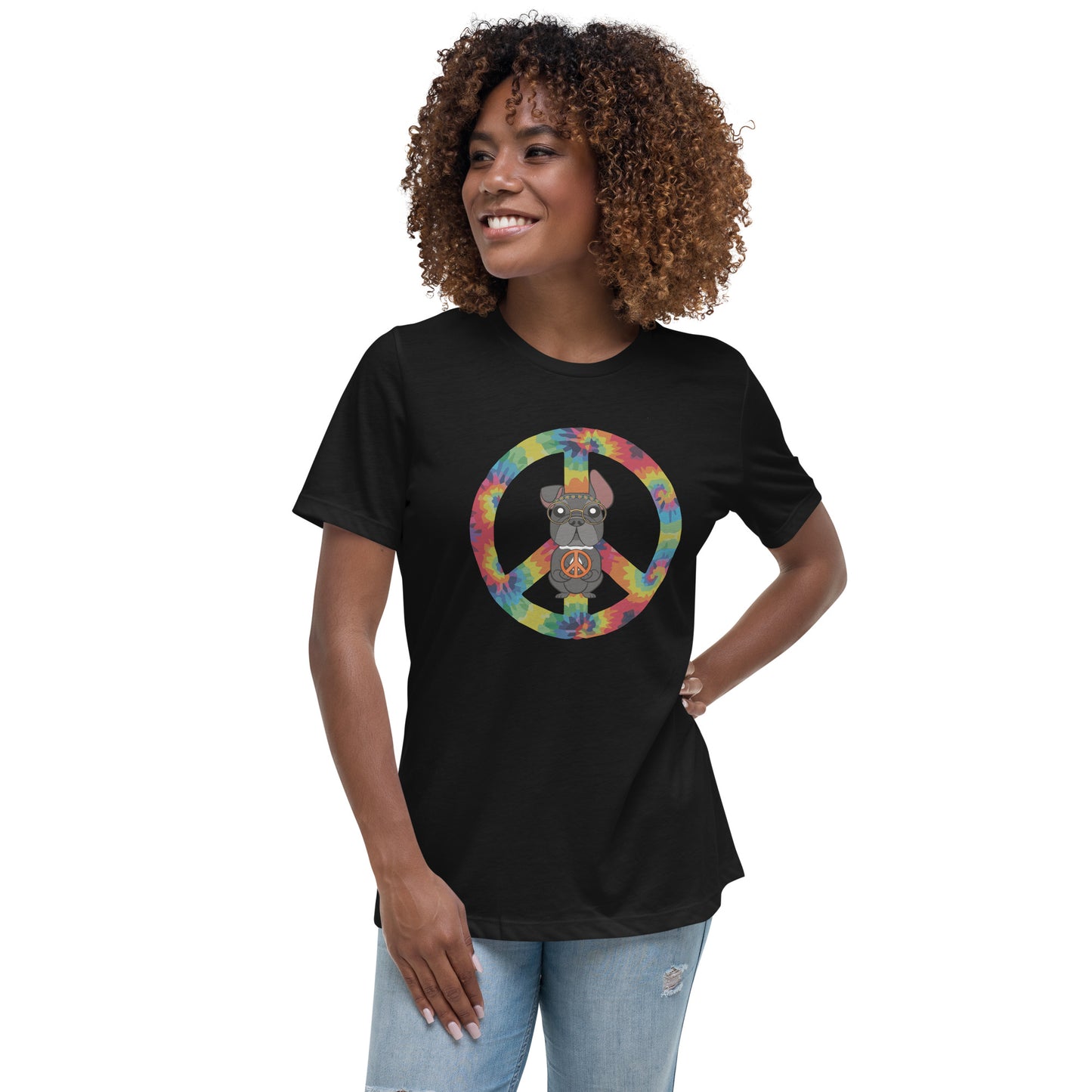 Frenchie Peace Women's Relaxed T-Shirt