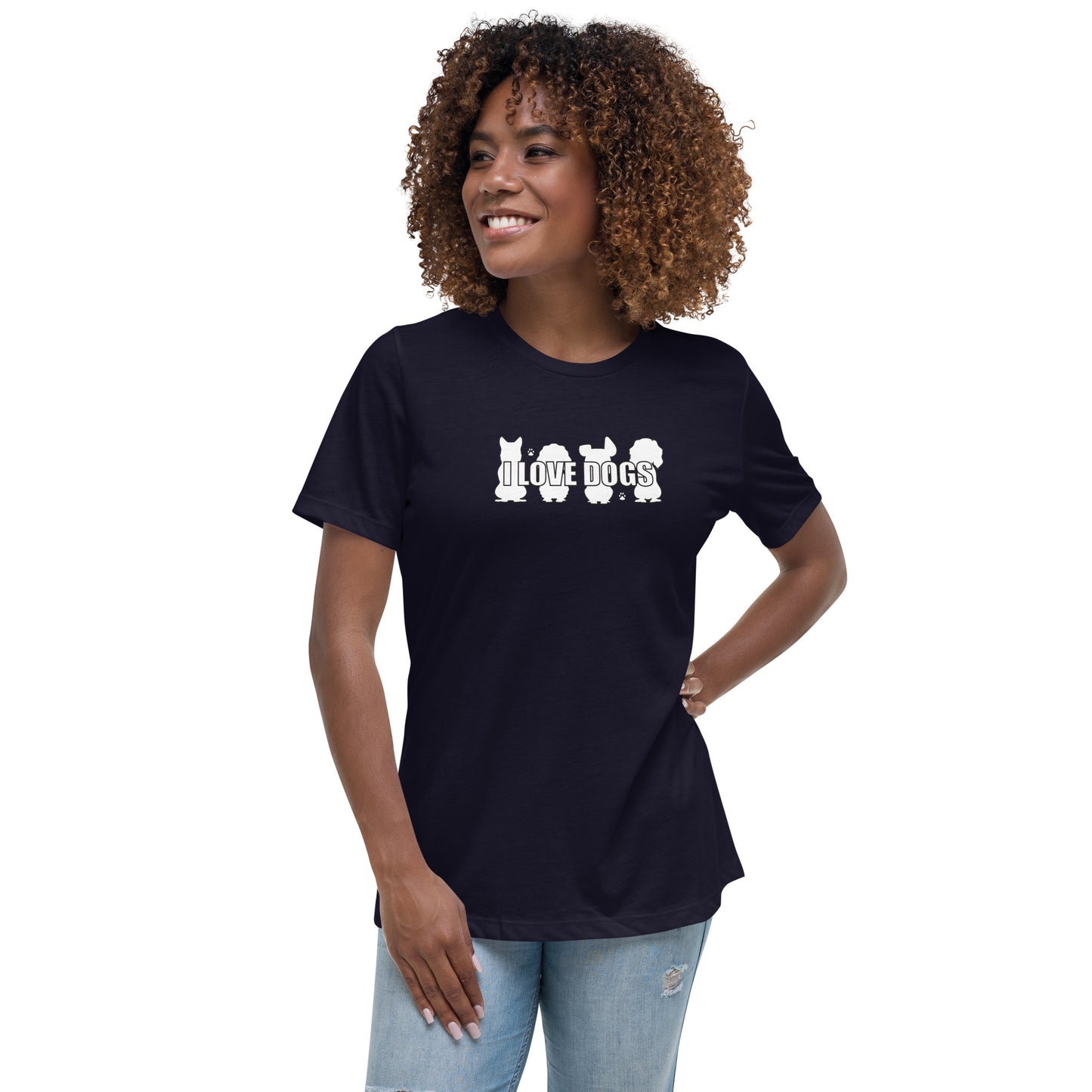 I Love Dogs Silhouette Women's Relaxed T-Shirt