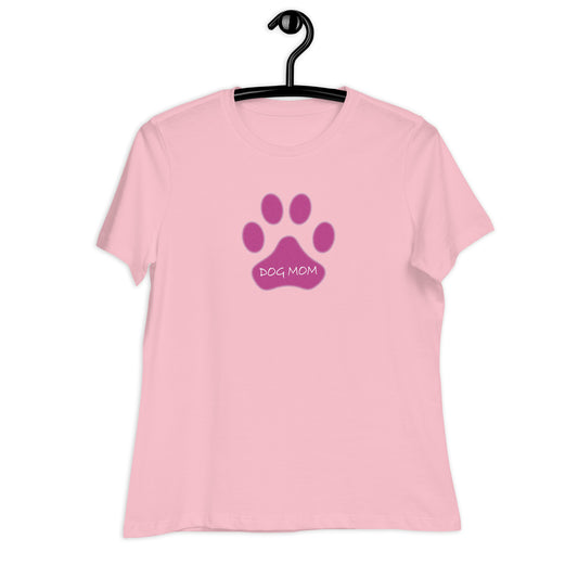 Dog Mom Paw - Pink - Women's Relaxed T-Shirt