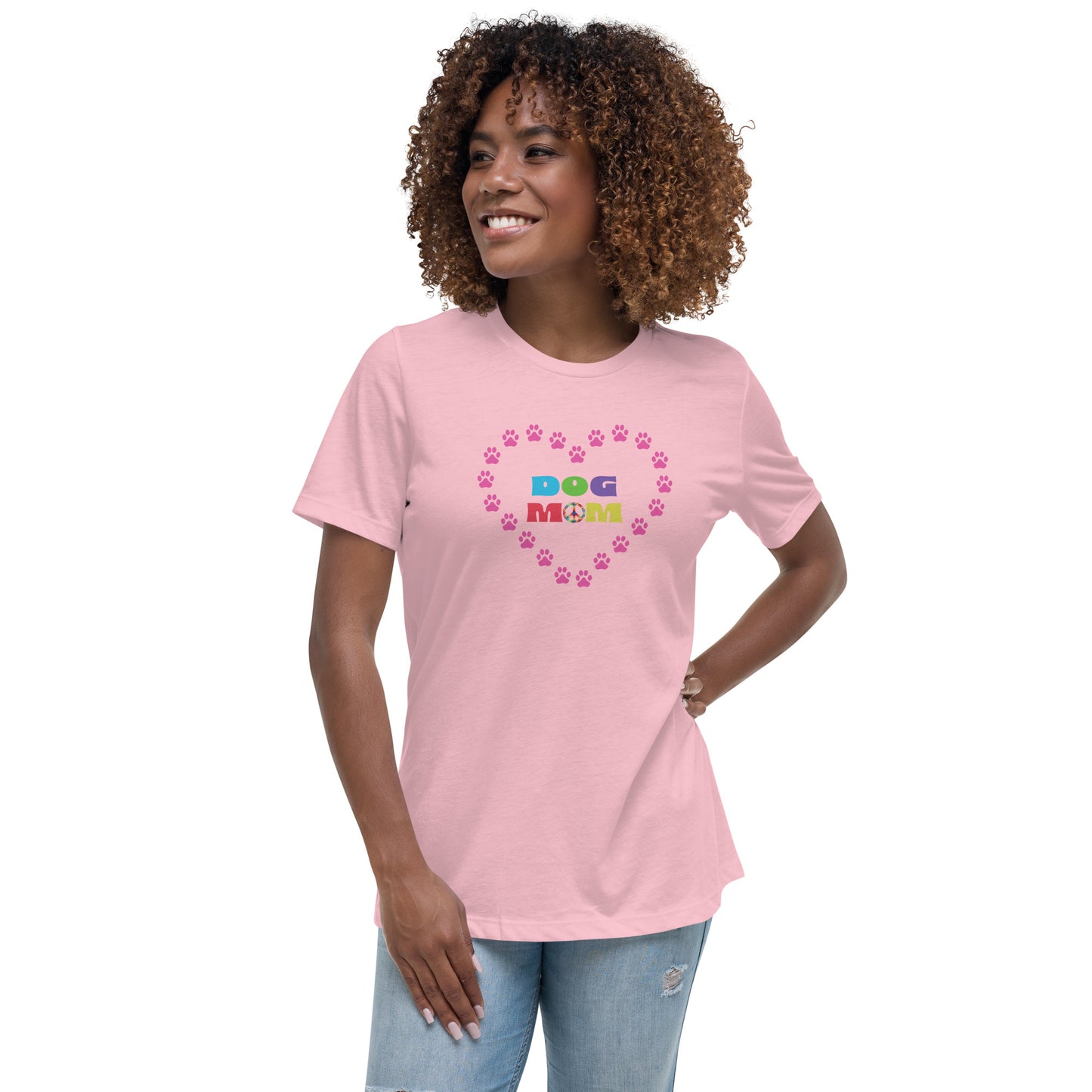 Dog Mom Paw heart - Women's Relaxed T-Shirt