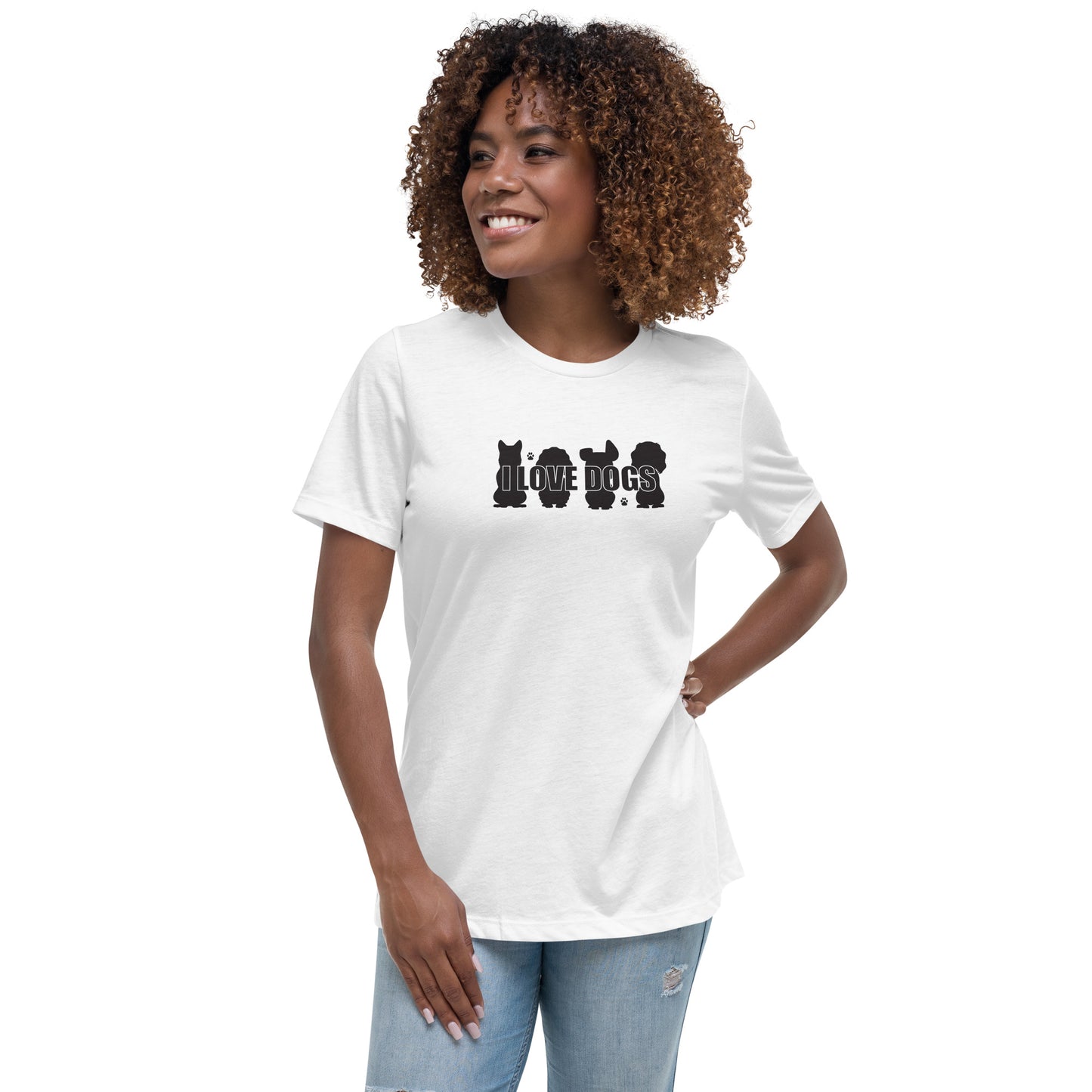 I love Dogs Silhouette (Black) Women's Relaxed T-Shirt