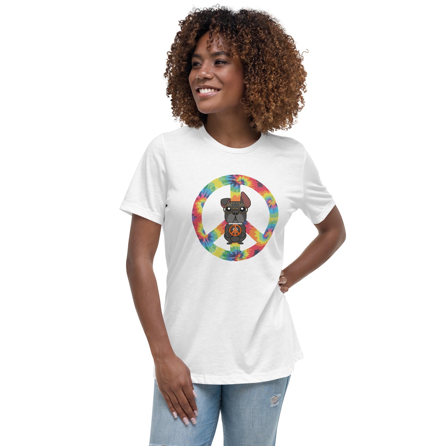 Frenchie Peace Women's Relaxed T-Shirt